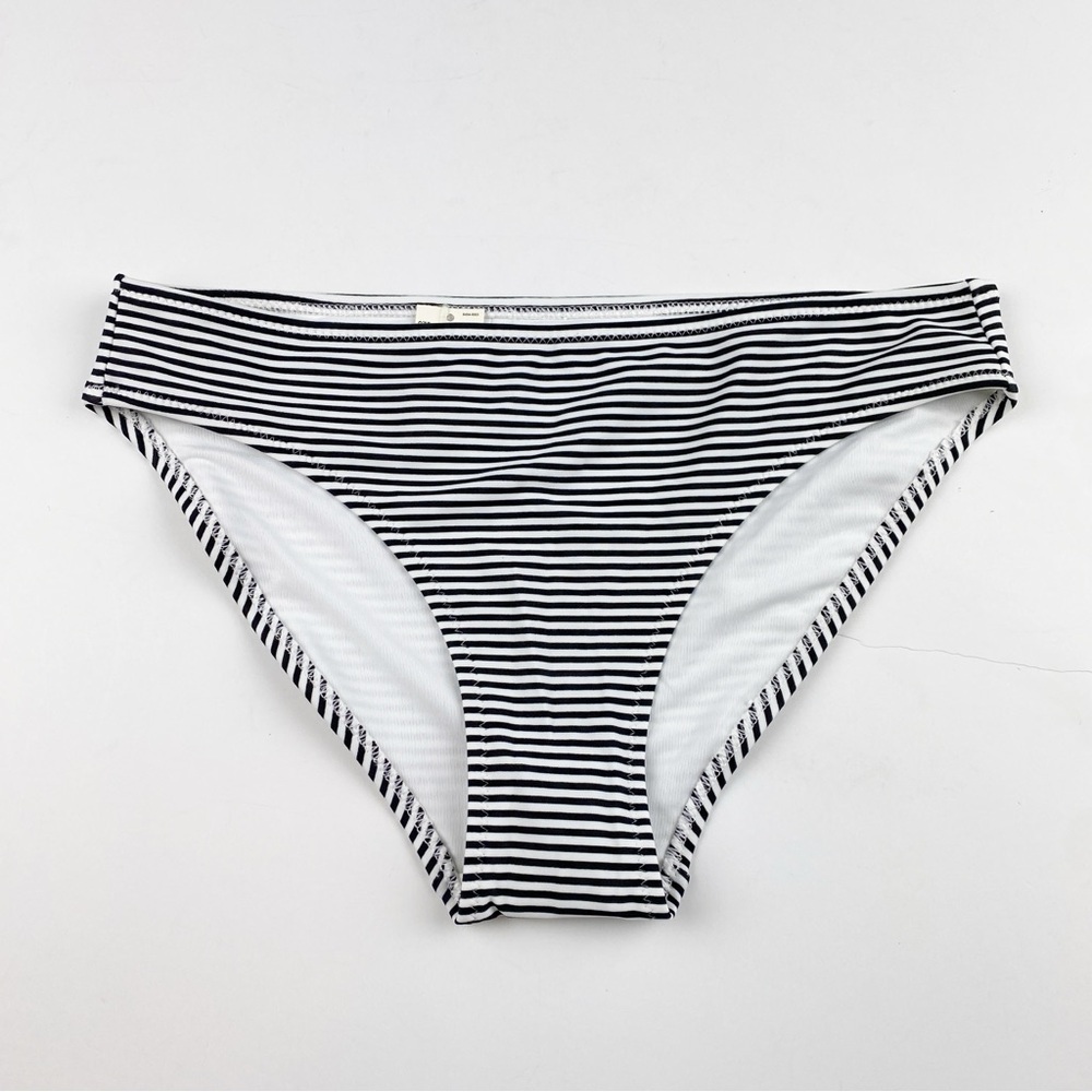 Aerie Printed Stripes Full Coverage Bikini Bottom Black White Size XS NWT